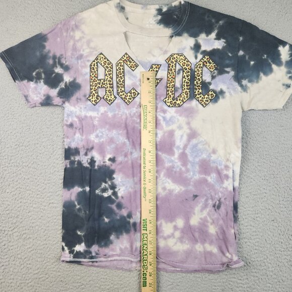 ACDC High Voltage Music Rock Band Purple Tie Dye T-Shirt Women’s Medium V-Neck - Picture 5 of 9
